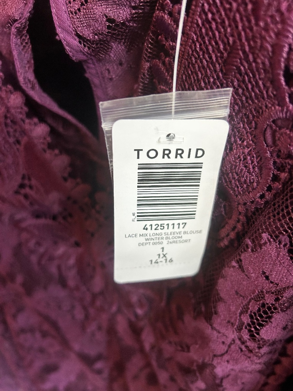 New Torrid Purple Lace Top